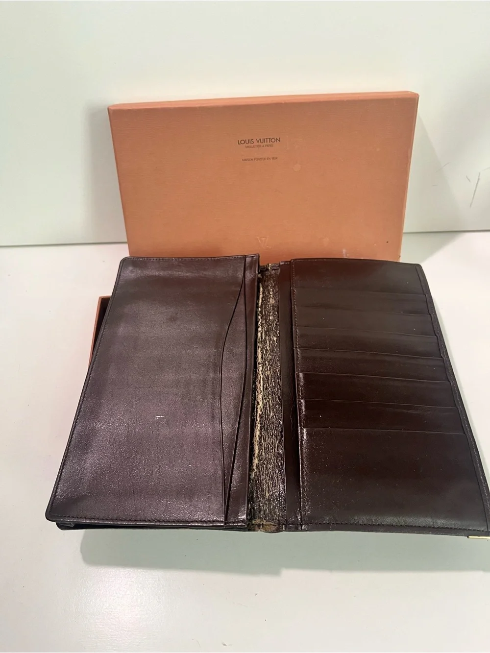 Louis Vuitton Monogram Canvas Folded card Holder in Brown and Gold with Box